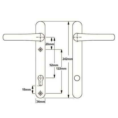 Ultion TS007 2* Lever Lever UPVC Multipoint Door Handles - 92mm PZ Sprung 122mm Screw Centres