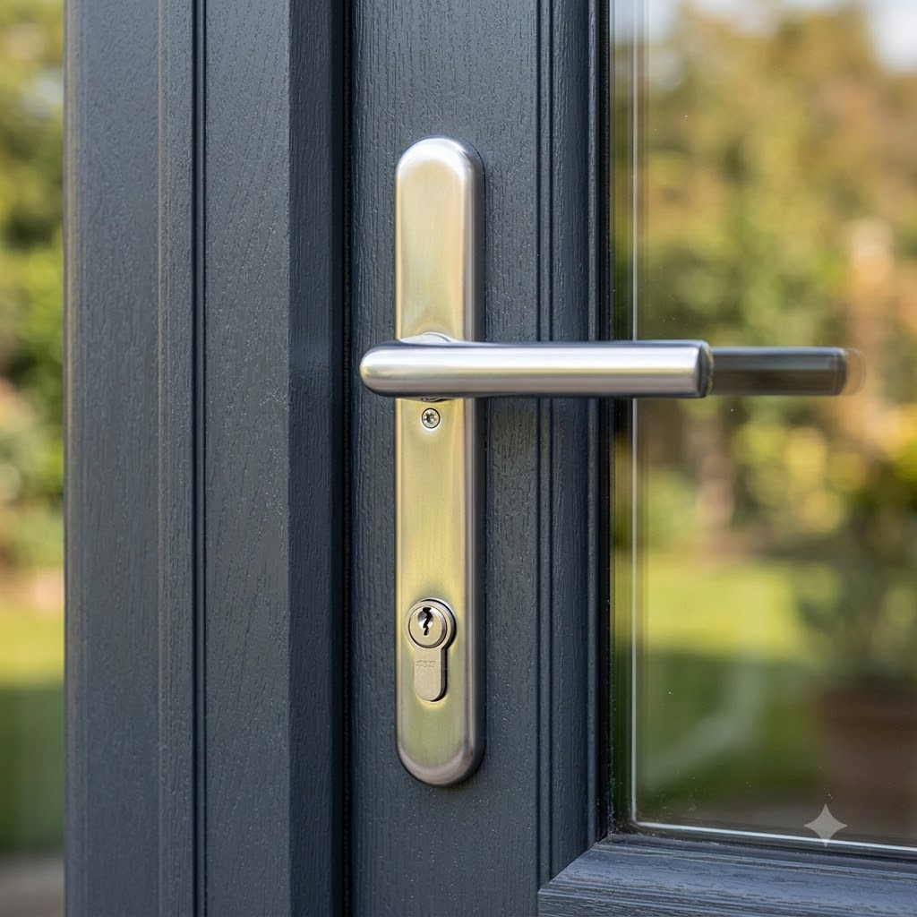 TS007 2* Lever Pad UPVC Multipoint Door Handles - 92/62mm PZ Sprung 211mm Screw Centres