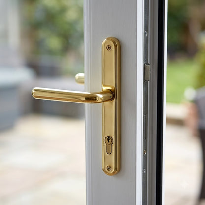 TS007 2* Lever Pad UPVC Multipoint Door Handles - 92/62mm PZ Sprung 211mm Screw Centres
