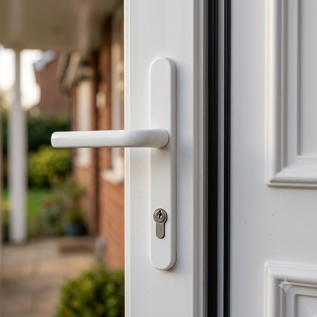TS007 2* Lever Pad UPVC Multipoint Door Handles - 92/62mm PZ Sprung 211mm Screw Centres