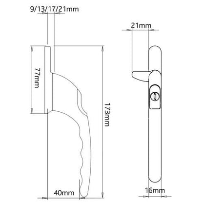 V-SPUR Locking Cockspur Window Handles