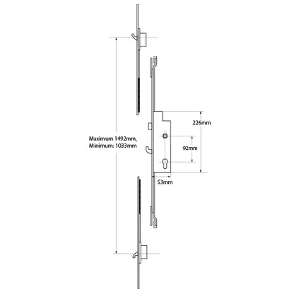 Lite Latch, 3 Hook, Lift Lever Repair Multipoint Door Lock