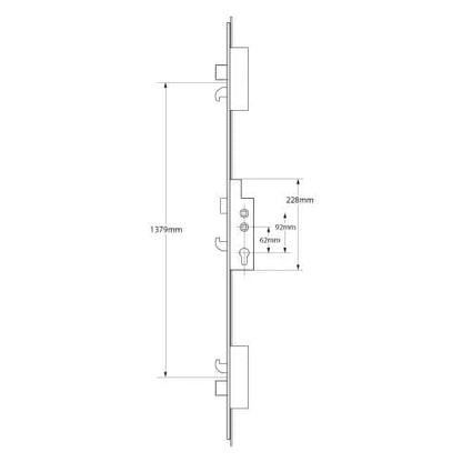 XL Latch 2 Deadbolts 3 Hooks Double Spindle Multipoint Door Lock