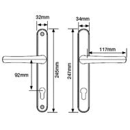 Lever UPVC Multipoint Door Handles - 92mm PZ Sprung 215mm Screw Centres