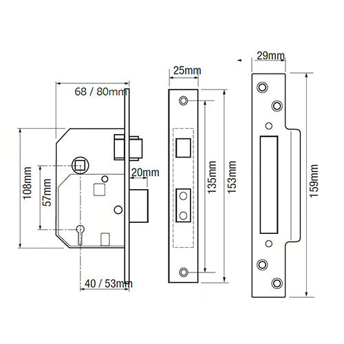 Hardware Retro Fit British Standard Mortice Sashlock