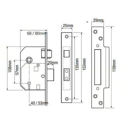 Hardware Retro Fit British Standard Mortice Sashlock