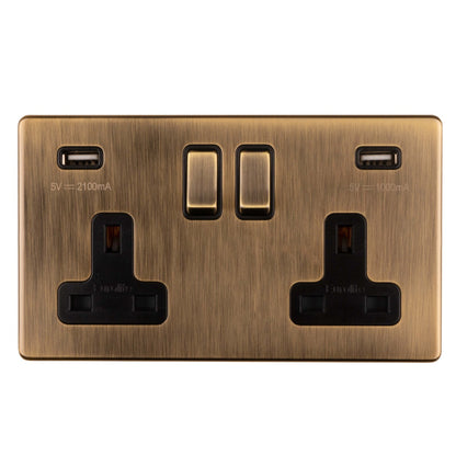 Concealed 3mm 2 Gang USB Socket