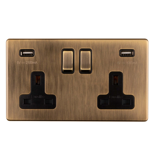 Concealed 3mm 2 Gang USB Socket