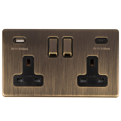 Concealed 3mm 2 Gang USBC Socket