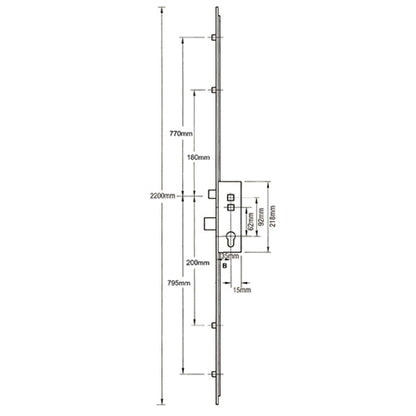 Latch Deadbolt 2 Hooks 4 Rollers Double Spindle Multipoint Door Lock