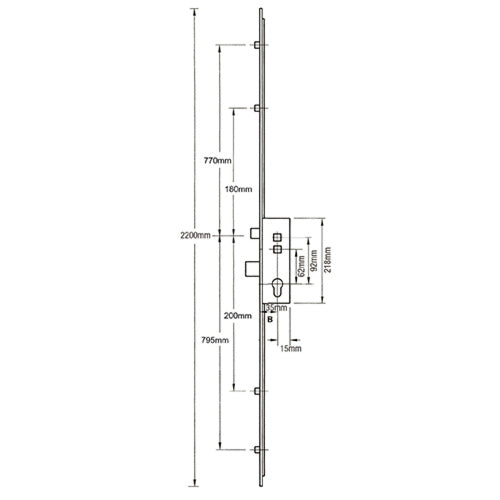 Latch Deadbolt 2 Hooks 4 Rollers Double Spindle Multipoint Door Lock