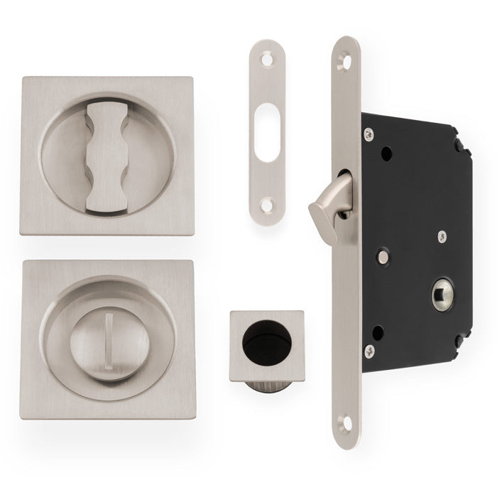 Sliding Door Lock Set - Square Roses - Radius Forend & Strike
