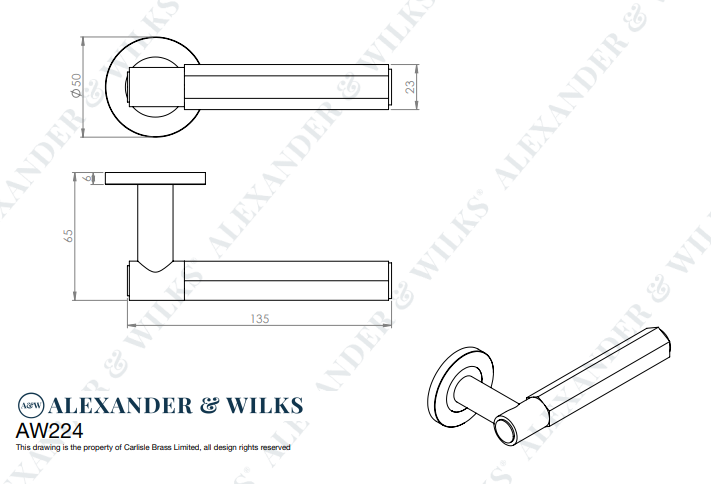 Hex Spitfire Lever on Round Rose