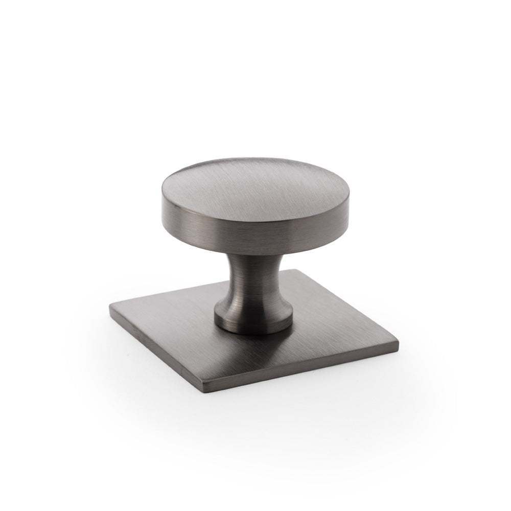 Bullion Cupboard Knob on Square Backplate 38mm Dia.