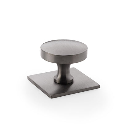 Bullion Cupboard Knob on Square Backplate 38mm Dia.