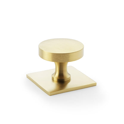 Bullion Cupboard Knob on Square Backplate 38mm Dia.