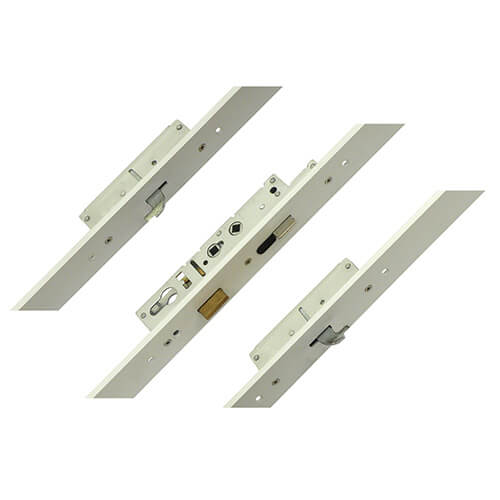 Latch Deadbolt 2 Hooks Flat 44mm White Faceplate Double Spindle Multipoint Door Lock