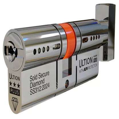 Euro Key & Turn Cylinders British Standard Kitemarked TS007 3* - Brass or Chrome Finish