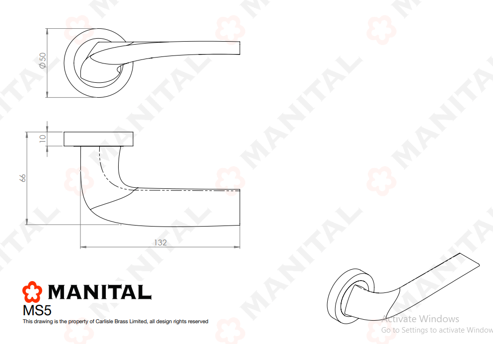 Master lever on round rose
