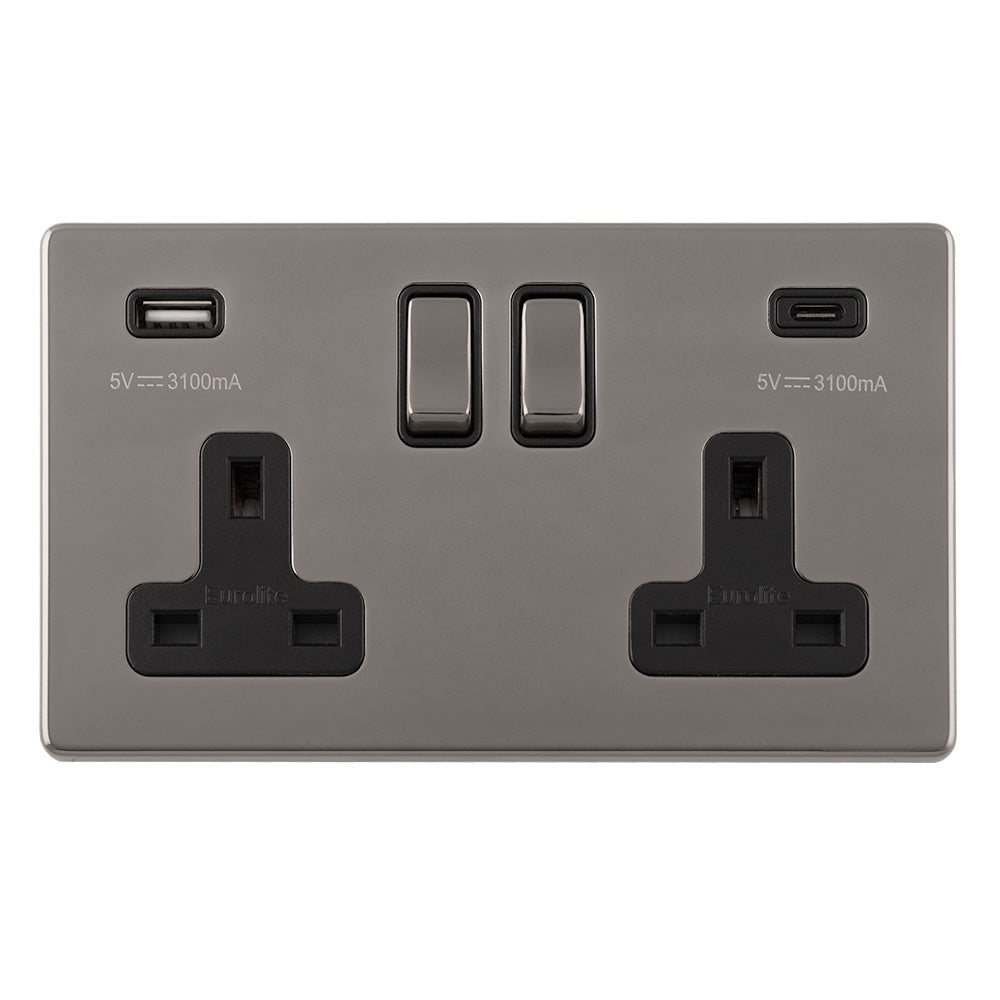 Concealed 3mm 2 Gang USBC Socket