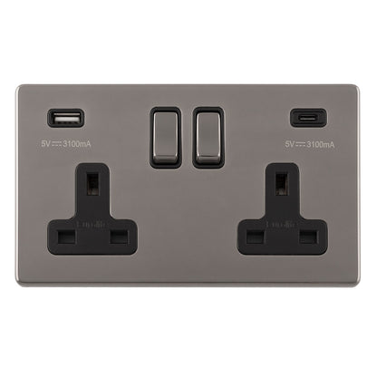 Concealed 3mm 2 Gang USBC Socket