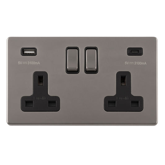 Concealed 3mm 2 Gang USBC Socket