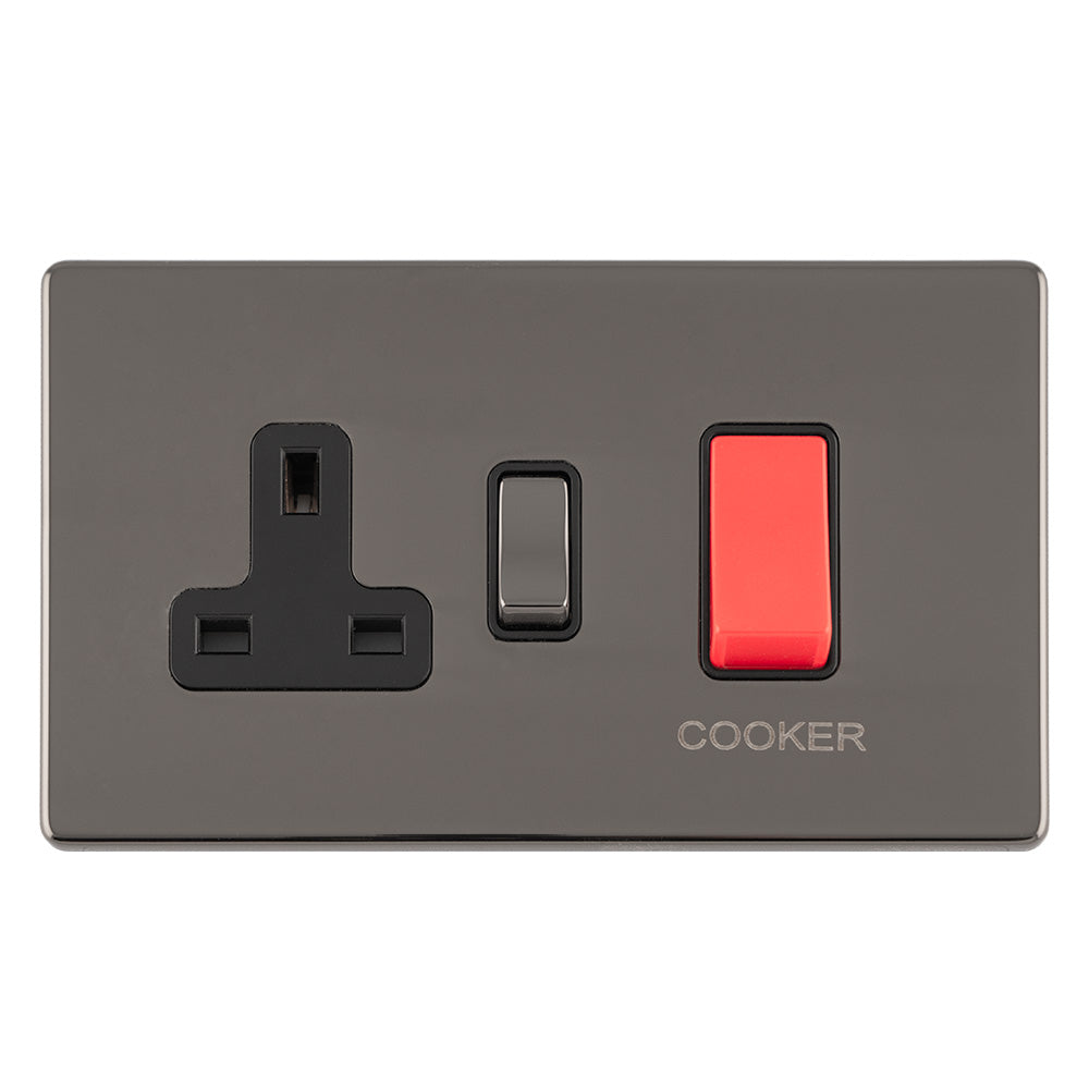 Concealed 3mm 45Amp Cooker Switch with Socket
