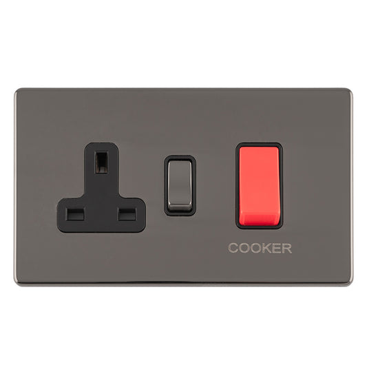 Concealed 3mm 45Amp Cooker Switch with Socket