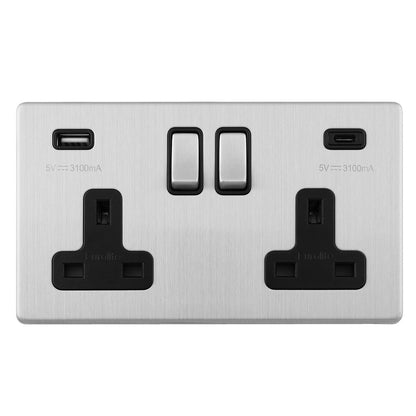 Concealed 3mm 2 Gang USBC Socket