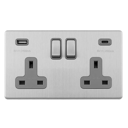 Concealed 3mm 2 Gang USBC Socket