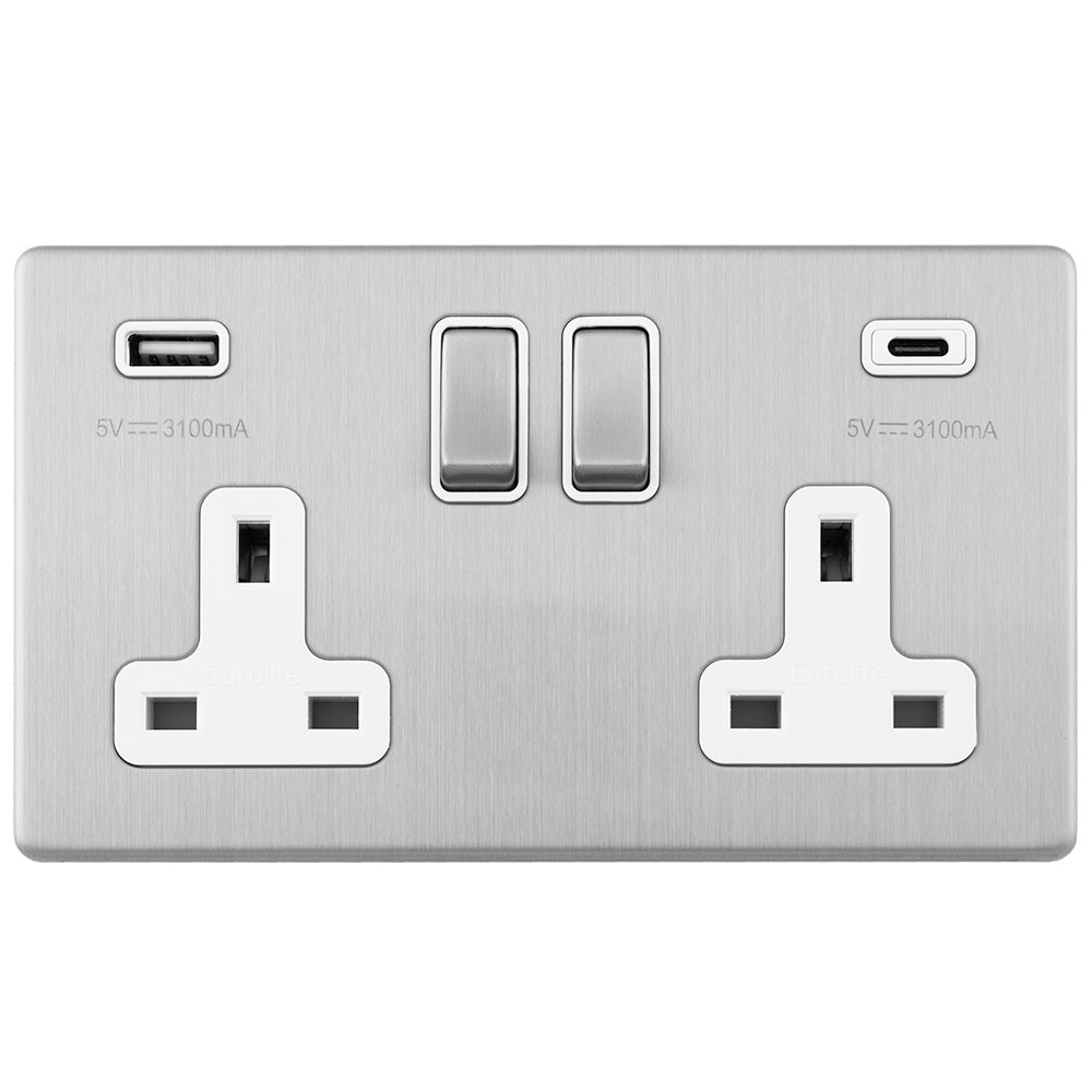 Concealed 3mm 2 Gang USBC Socket