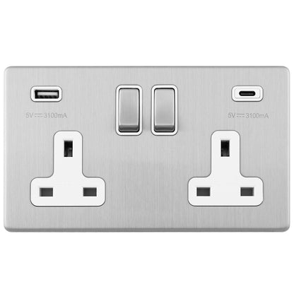 Concealed 3mm 2 Gang USBC Socket