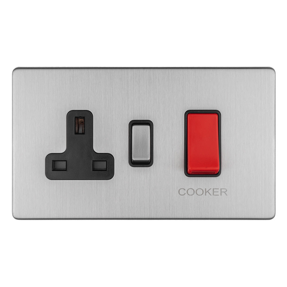 Concealed 3mm 45Amp Cooker Switch with Socket
