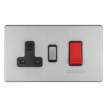 Concealed 3mm 45Amp Cooker Switch with Socket