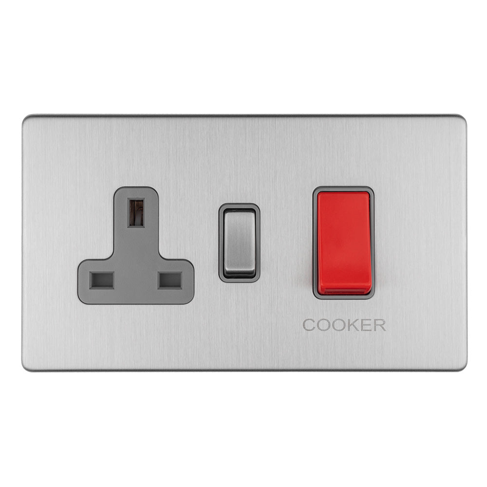 Concealed 3mm 45Amp Cooker Switch with Socket