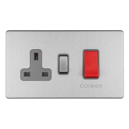 Concealed 3mm 45Amp Cooker Switch with Socket