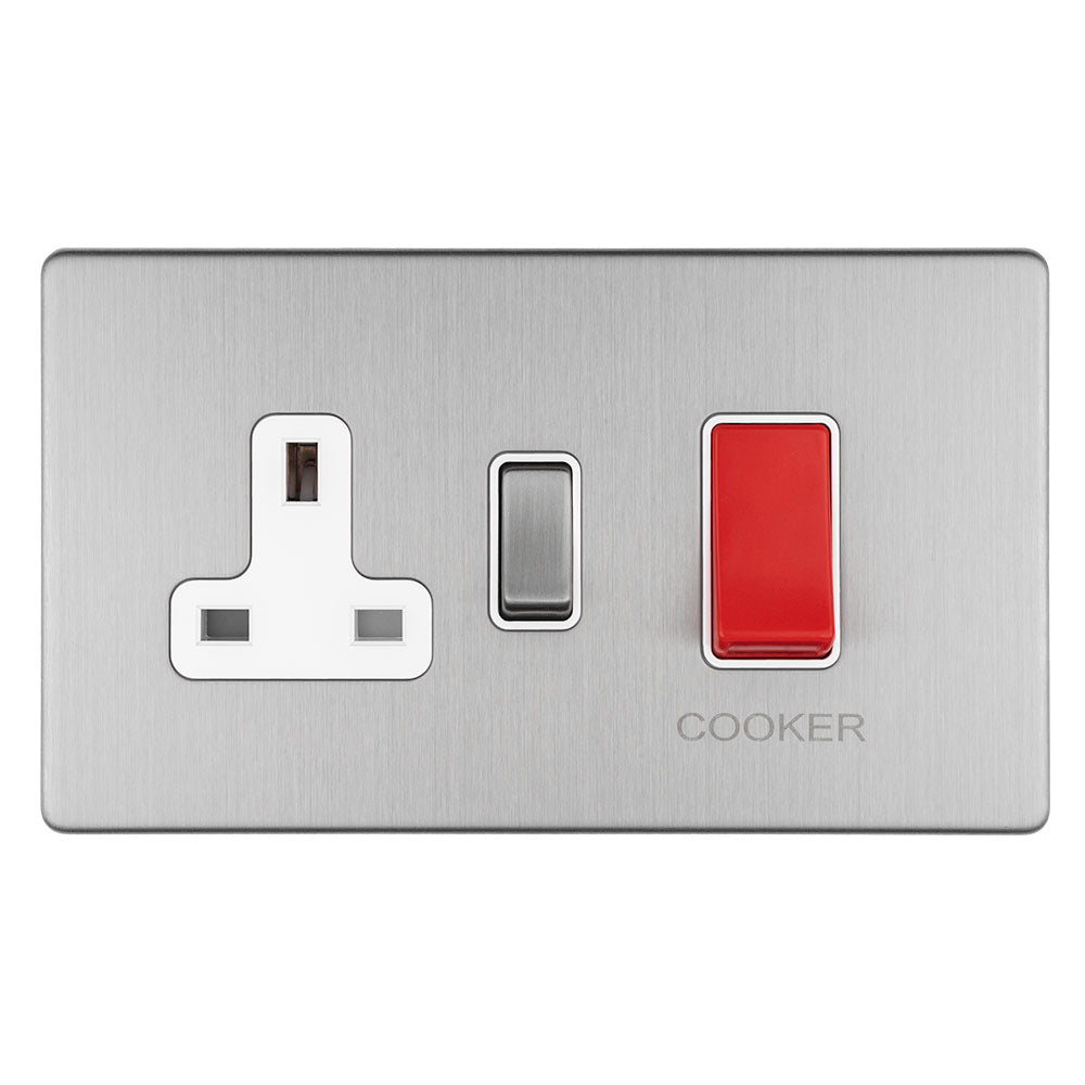 Concealed 3mm 45Amp Cooker Switch with Socket