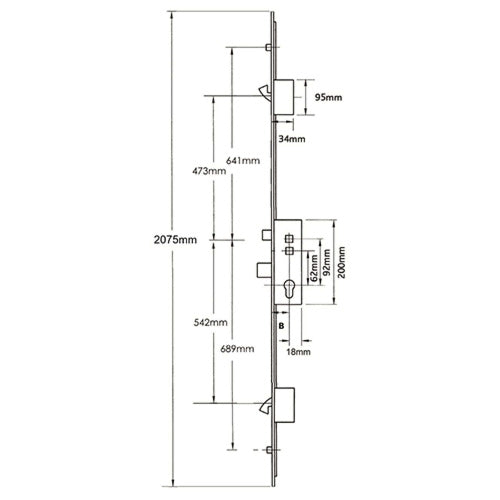 Latch Deadbolt 2 Hooks 2 Rollers Double Spindle Multipoint Door Lock