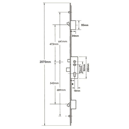 Latch Deadbolt 2 Hooks 2 Rollers Double Spindle Multipoint Door Lock