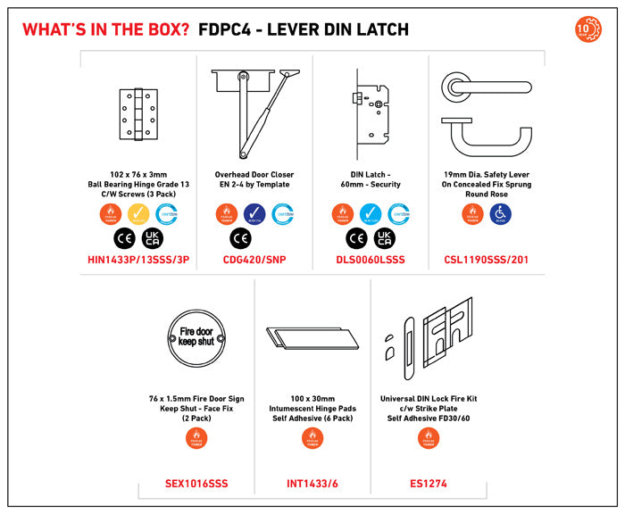 Commercial Fire Door Pack - Lever DIN Latch