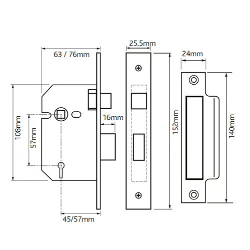 G3000 3 Lever Mortice Sashlock