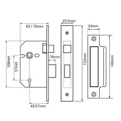 G3000 3 Lever Mortice Sashlock