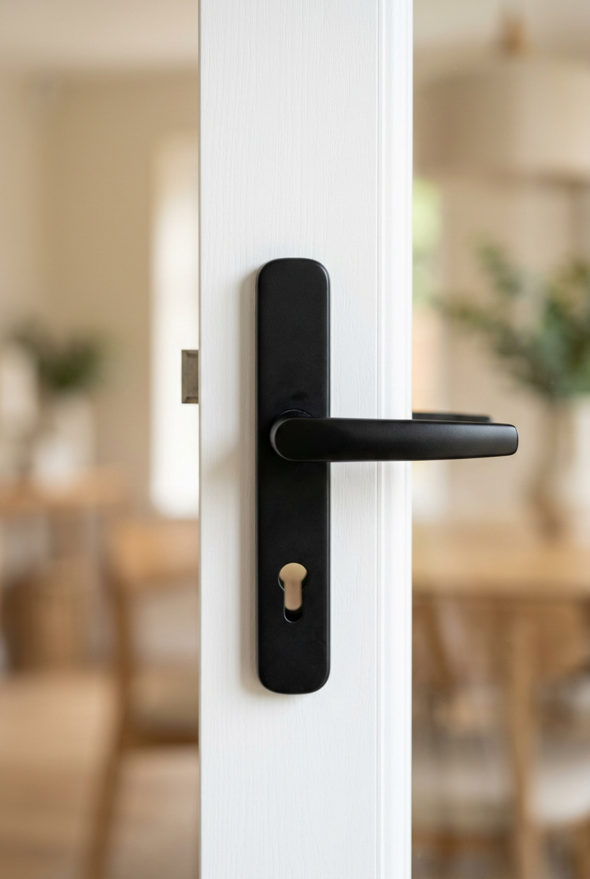 Lever UPVC Multipoint Door Handles - 92mm PZ Sprung 122mm Screw Centres - Long Backplate