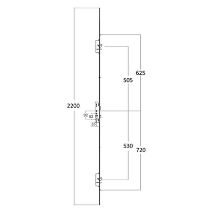 Latch Deadbolt 2 Hooks 2 Anti Lift Pins 2 Rollers Lift Lever or Double Spindle Multipoint Door Lock - Option 3 (top hook to spindle = 505mm)