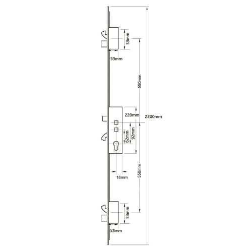 3 Latch 3 Hooks 2 Deadbolts Double Spindle Multipoint Door Lock