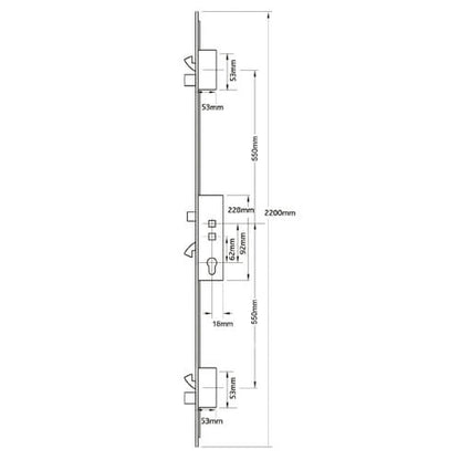 3 Latch 3 Hooks 2 Deadbolts Double Spindle Multipoint Door Lock