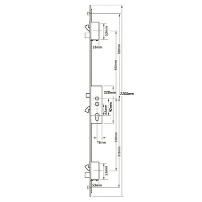 3 Latch 2 Deadbolts 3 Hooks 2 Rollers Double Spindle Multipoint Door Lock