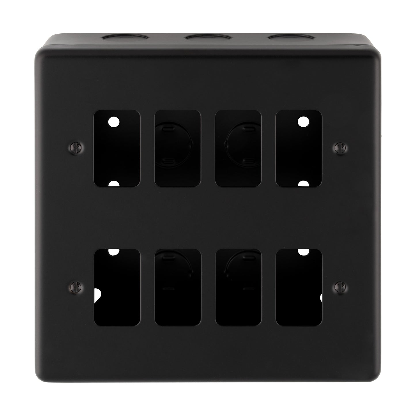 Metal Clad 1-8 Gang Grid Plate - C/W Surface Box