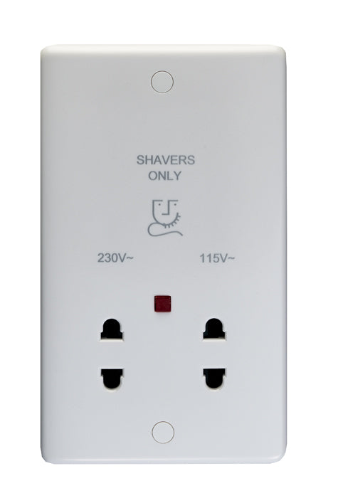 Dual voltage shaver socket with neon indicator
