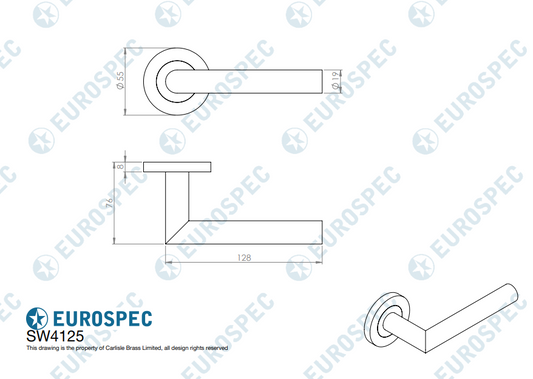 19mm Dia. Grade 4 Mitred Safety Lever on Round Rose